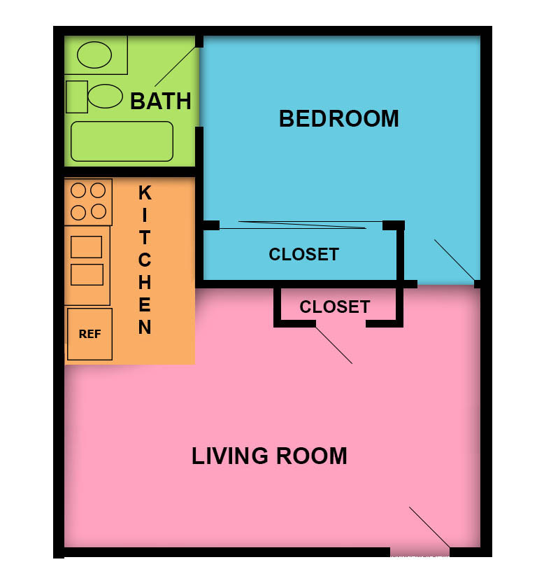 This image is the visual schematic representation of 'Plan A' in The Gondolier Apartments.